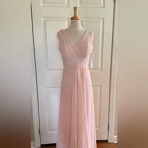Bill Levkoff Blush Pink V-Neck Chiffon Maxi Gown size 10 SAMPLE